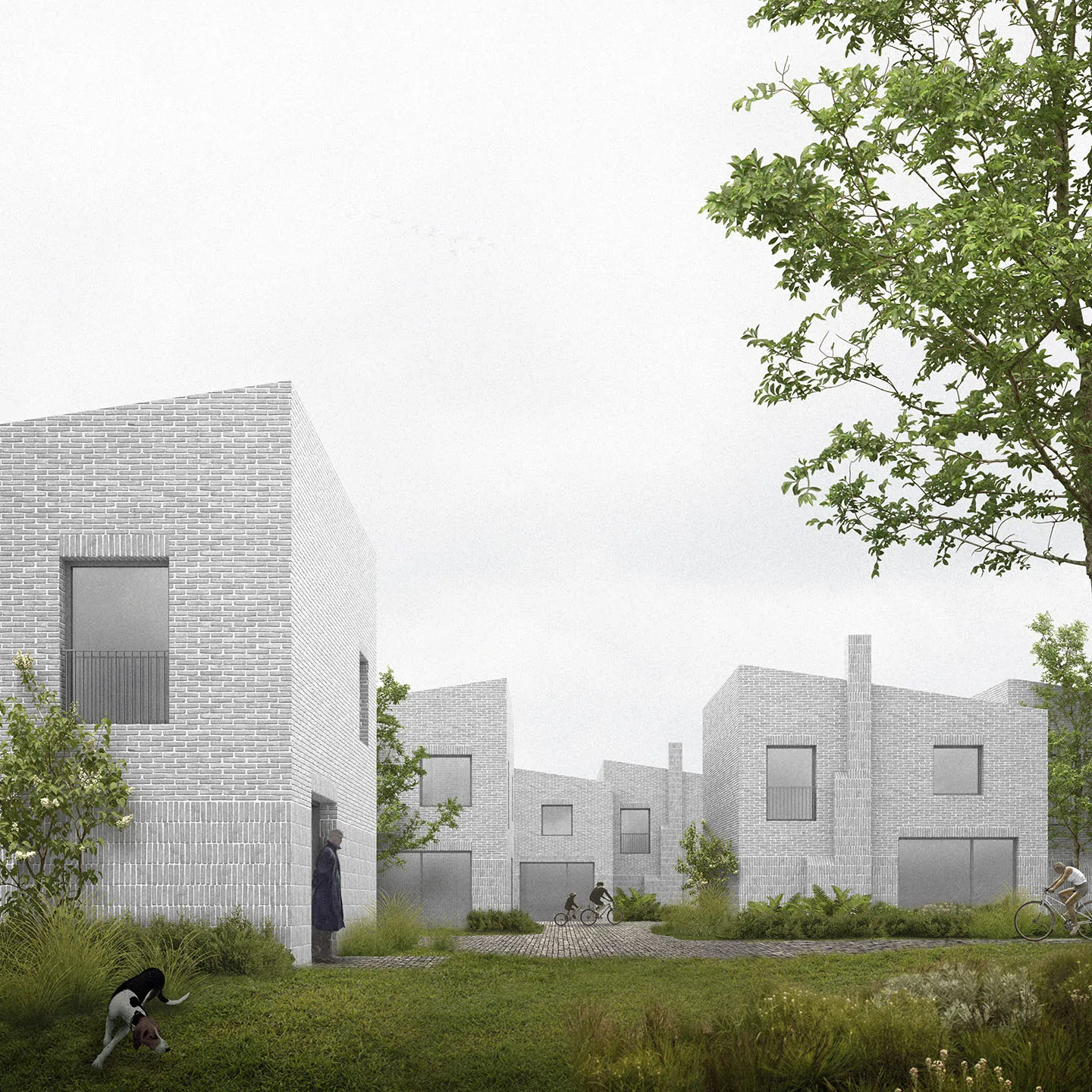 view of housing scheme within green landscaping